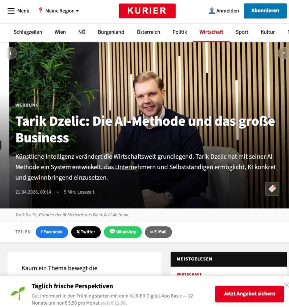 KURIER — Tarik Dzelic: Die AI-Methode und das große Business